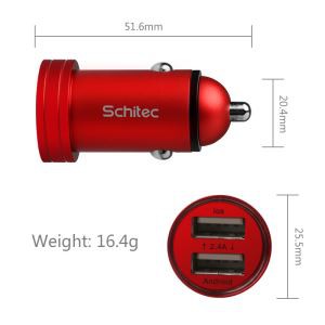 Gwefrydd Car Usb Coch Ar Gyfer Ffôn